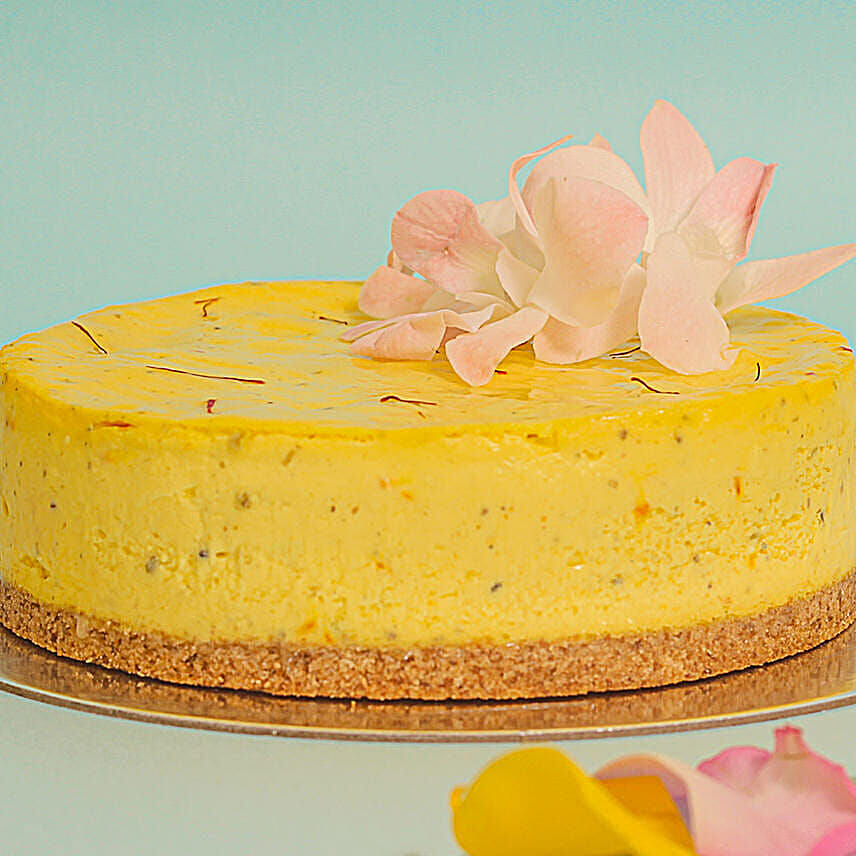Eggless Saffron Cheesecake with Gulab Jamun
