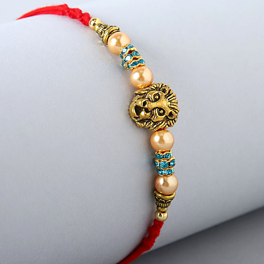 Lion Face Pearl Rakhi