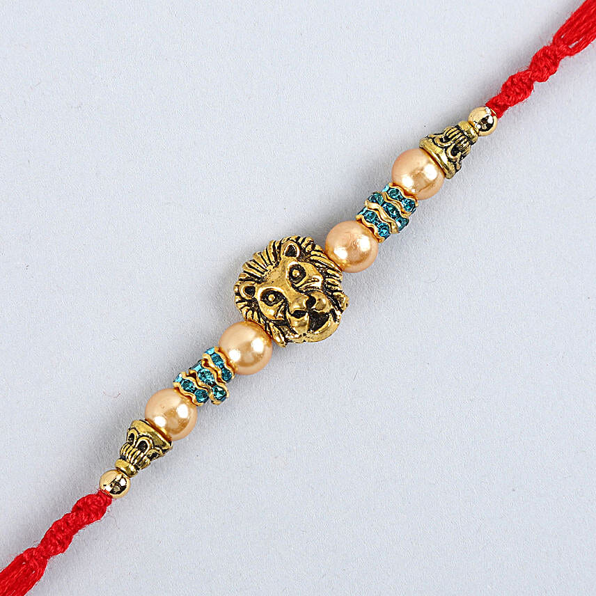 Lion Face Pearl Rakhi
