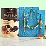 3 Ethnic Rakhis And Frutree Datteln Hamper