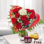 Mixed Roses With Free Jam And Ferrero Rocher
