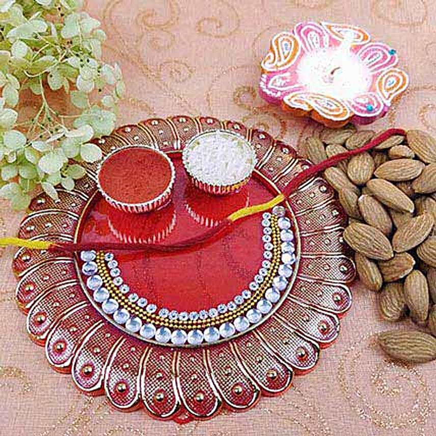 Red Acrylic Round Thali Of Goodness