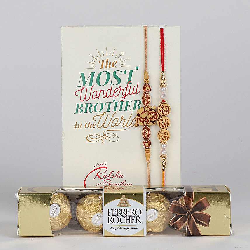 Set of 2 Divine Rakhi With Ferrero Rocher