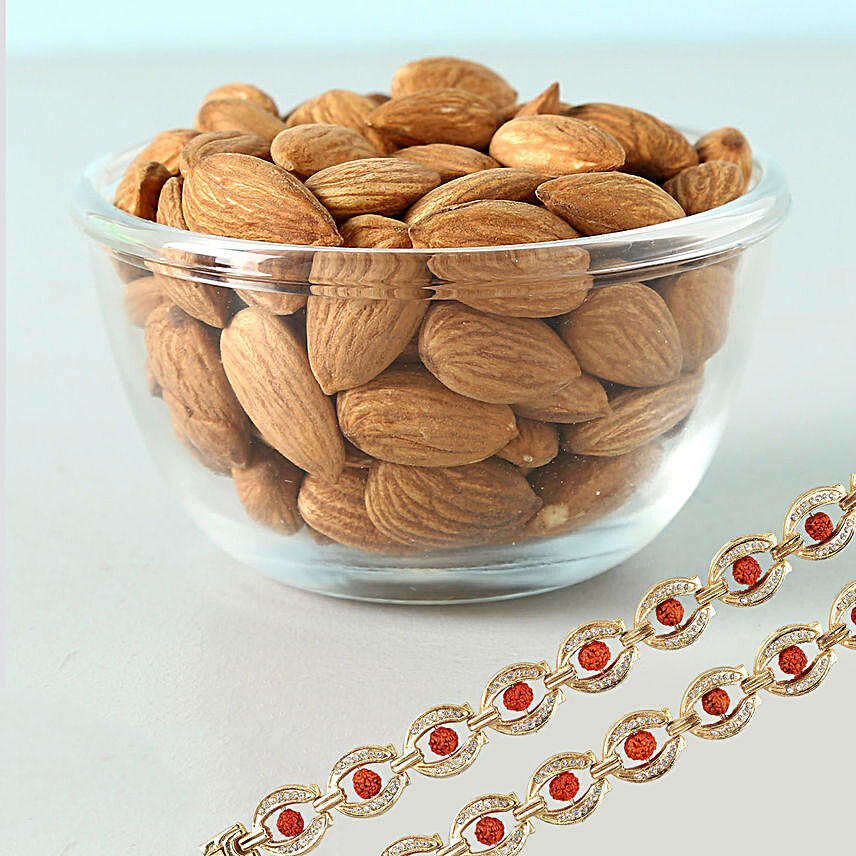 Rudraksha Rakhi And Almonds 100Gms Combo