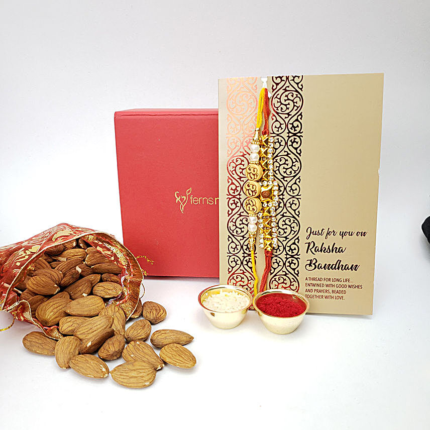 Crunchy Almonds 100gms And 2 Rakhis Combo