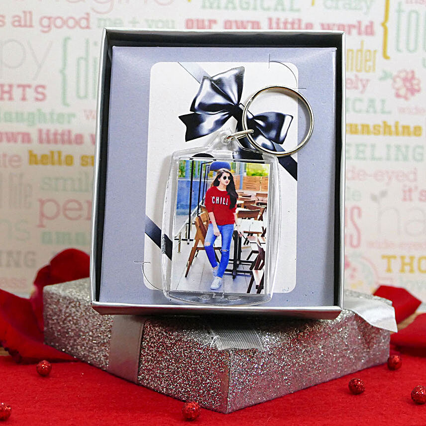 Photo Keychain With A Gift Box