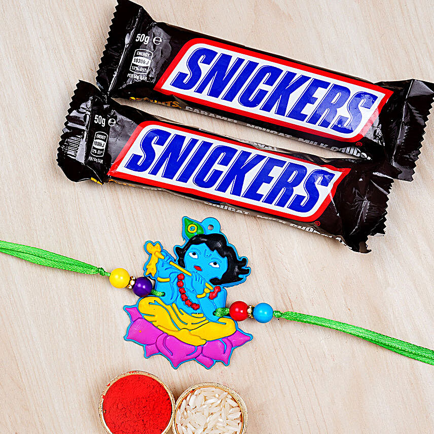 Krishna Rakhi For Kids With Snickers