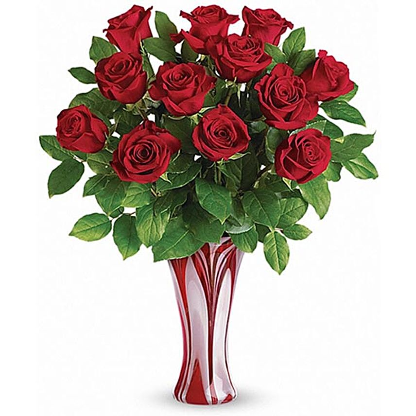 12 Extra Long Stemme Red Roses For Love