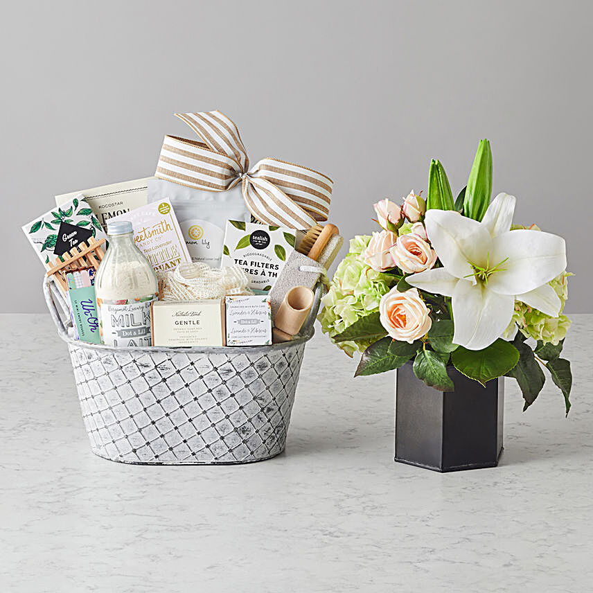 Happy Mothers Day Amelia Faux Flowers And Spa Hamper
