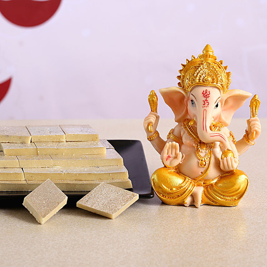 Auspicious Ganesha Idol With Kaju Katli