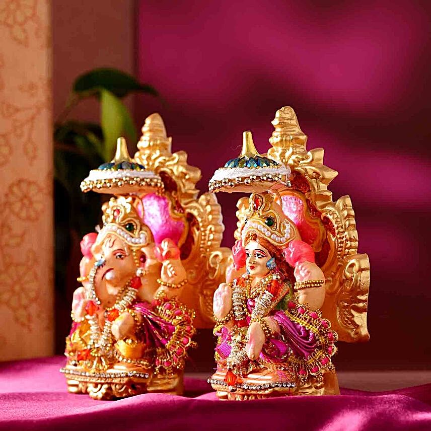 Devotional Lakshmi Ganesha Idol Set