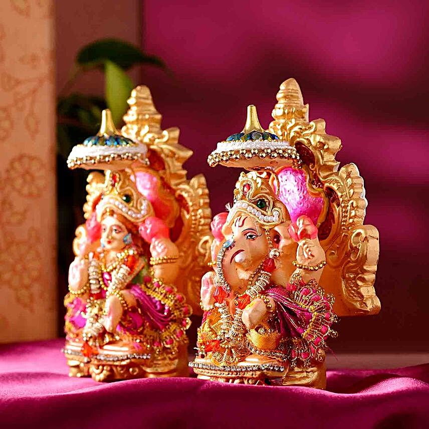Devotional Lakshmi Ganesha Idol Set