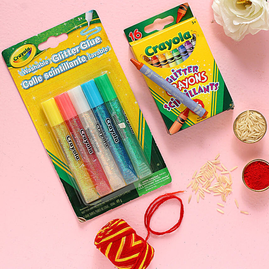 Bhai Dooj Wishes Crayola Colours And Glitter Pens Combo