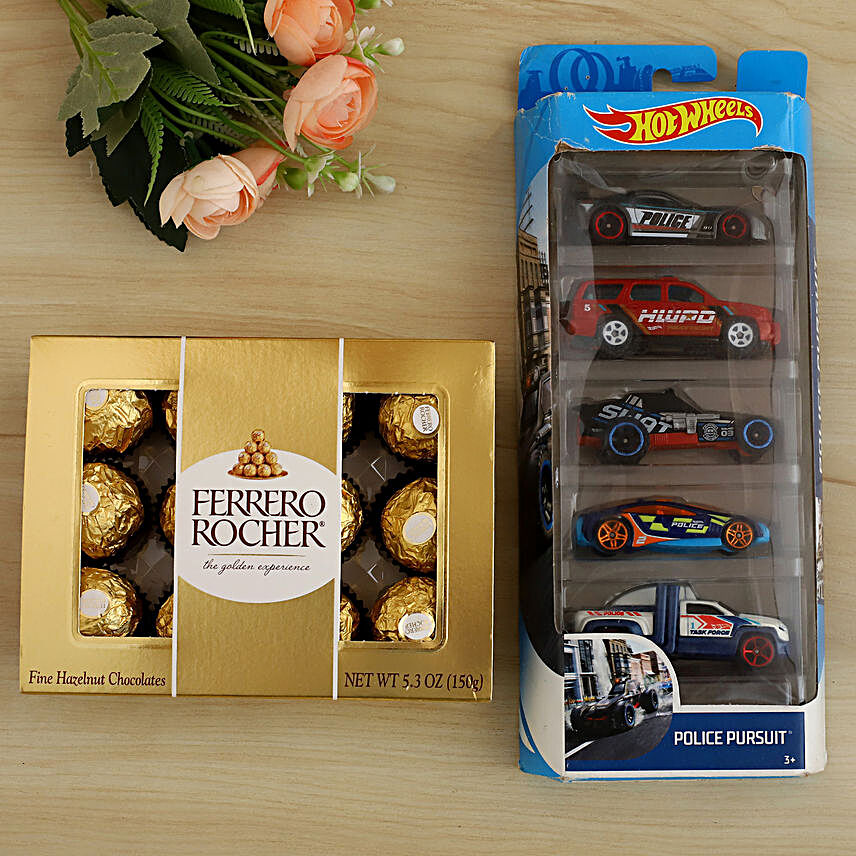 Ferrero Rocher And Hot Wheels Car Set:Birthday Chocolate Delivery in Canada
