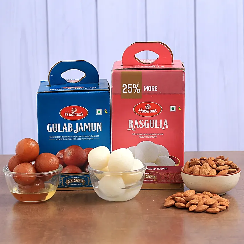 Haldiram Gulab Jamun And Rasgulla With Almonds