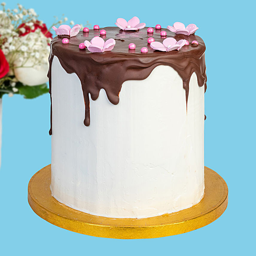 Pink Cherry Blossoms Red Velvet Cake:Canada Gifts for Birthday