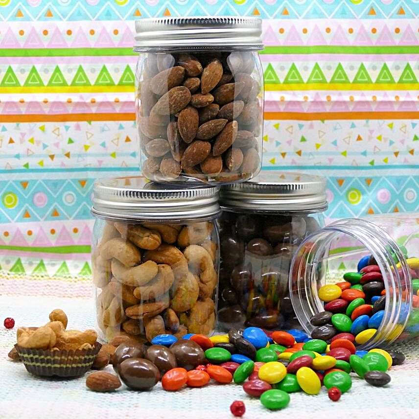 Dry Fruits And Chocolate Jar Combo