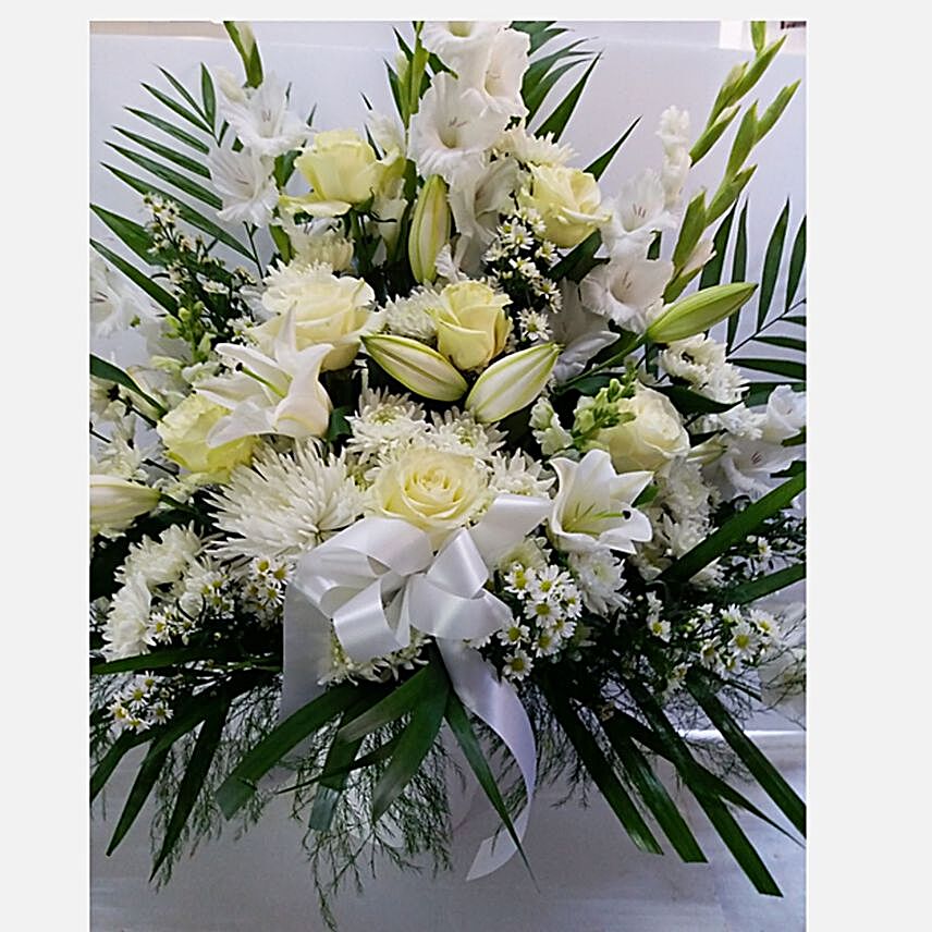 Mixed Flowers Basket For Condolences:Sympathy & Funeral Flowers Canada