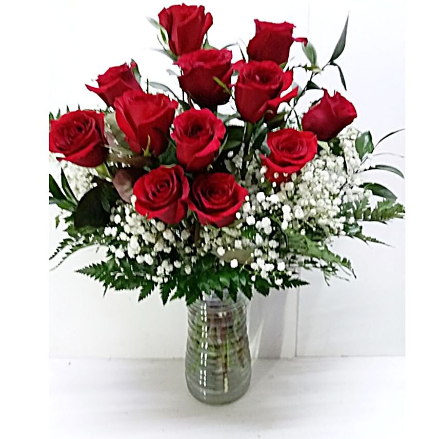 Romantic Red Roses Vase