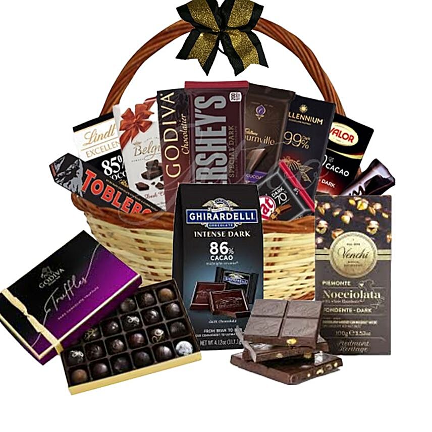 Assorted Dark Chocolates Basket:Gifts Baskets to Canada