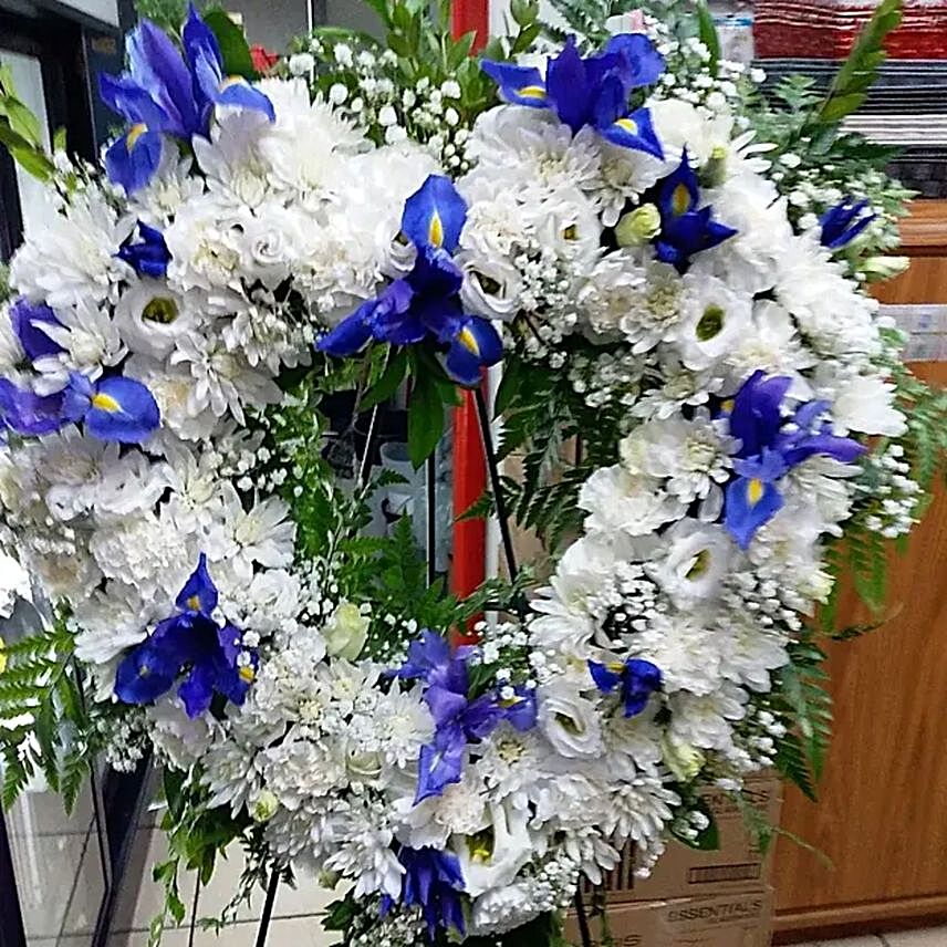 White And Blue Mixed Flowers For Condolence