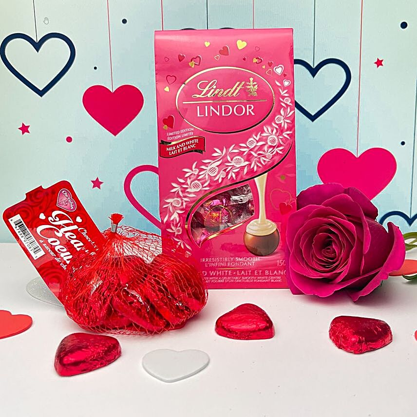 Happy Valentines Day Chocolates And Red Rose Gift:Send Roses to Canada