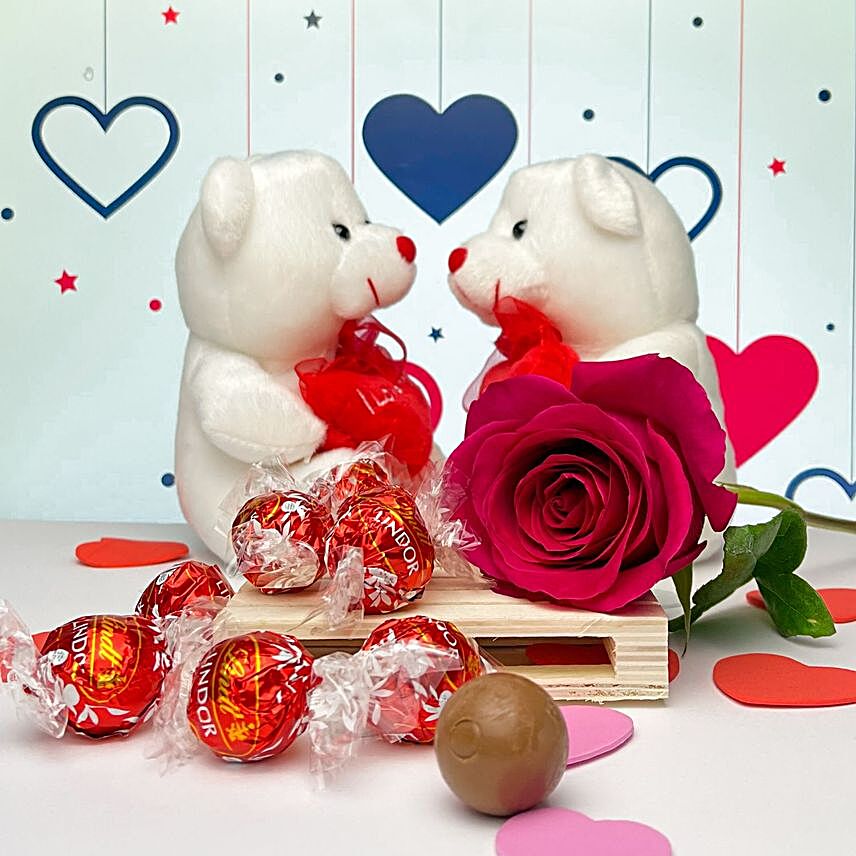Lindt Lindor With Teddy And Rose Valentines Gift:Send Hug Day Gifts to Canada