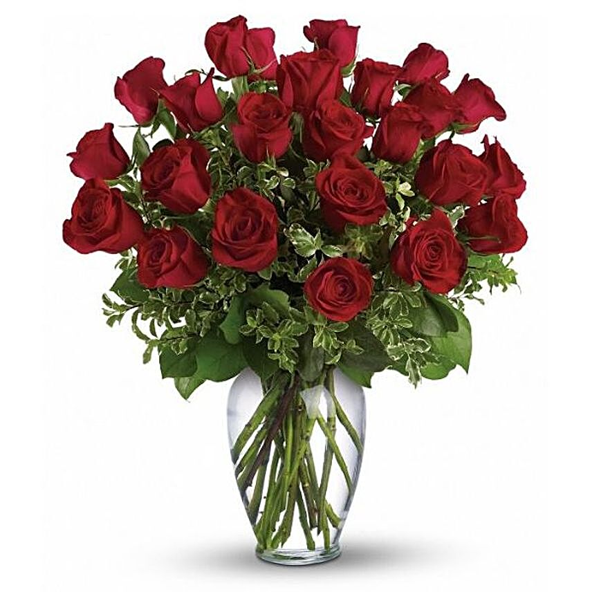 Forever Love Red Roses Vase