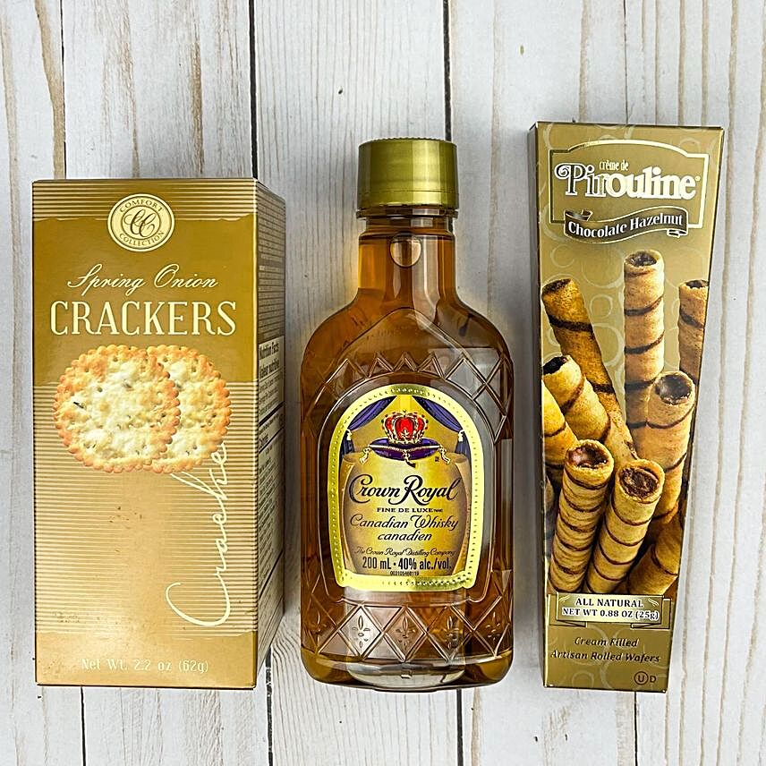 Crown Royal Whiskey With Chocolate Wafers And Crackers