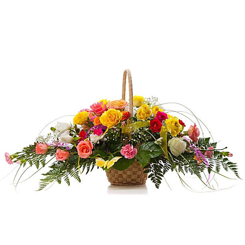 Blissful Roses And Carnations Basket