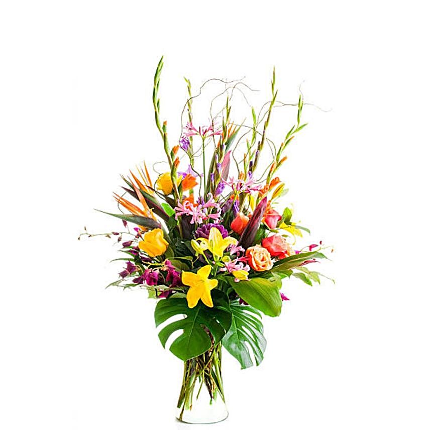 Charismatic Mixed Flowers Tall Arrangement