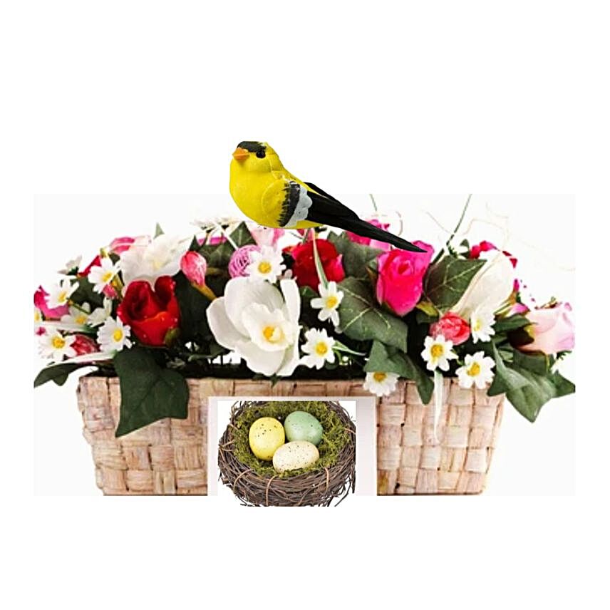 Luxurious Flowers And Easter Decor Basket:Easter Gifts in Canada