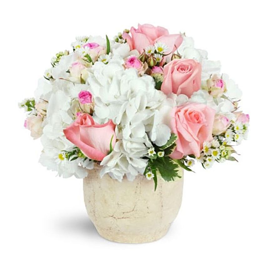 Hydrangea And Roses Planter:Gifts for Mother in Canada