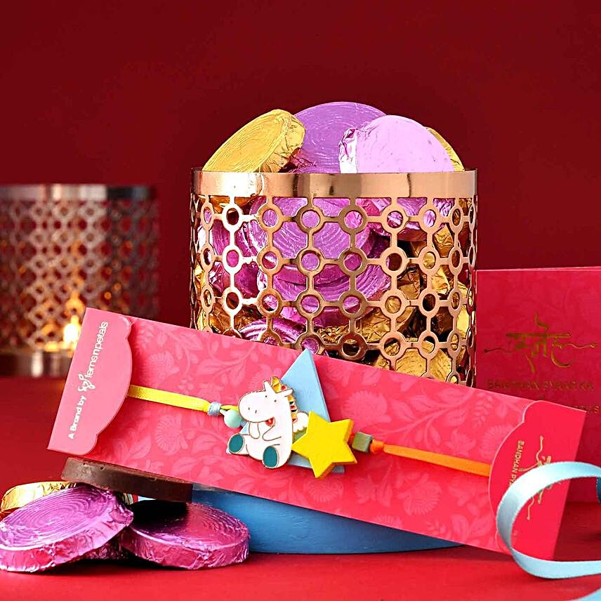 Kids Unicorn Rakhi And Chocolates Box