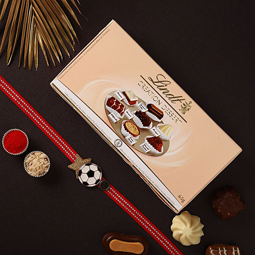 Sneh Cute Football Rakhi & Lindt Creation Dessert:All Rakhi - Canada