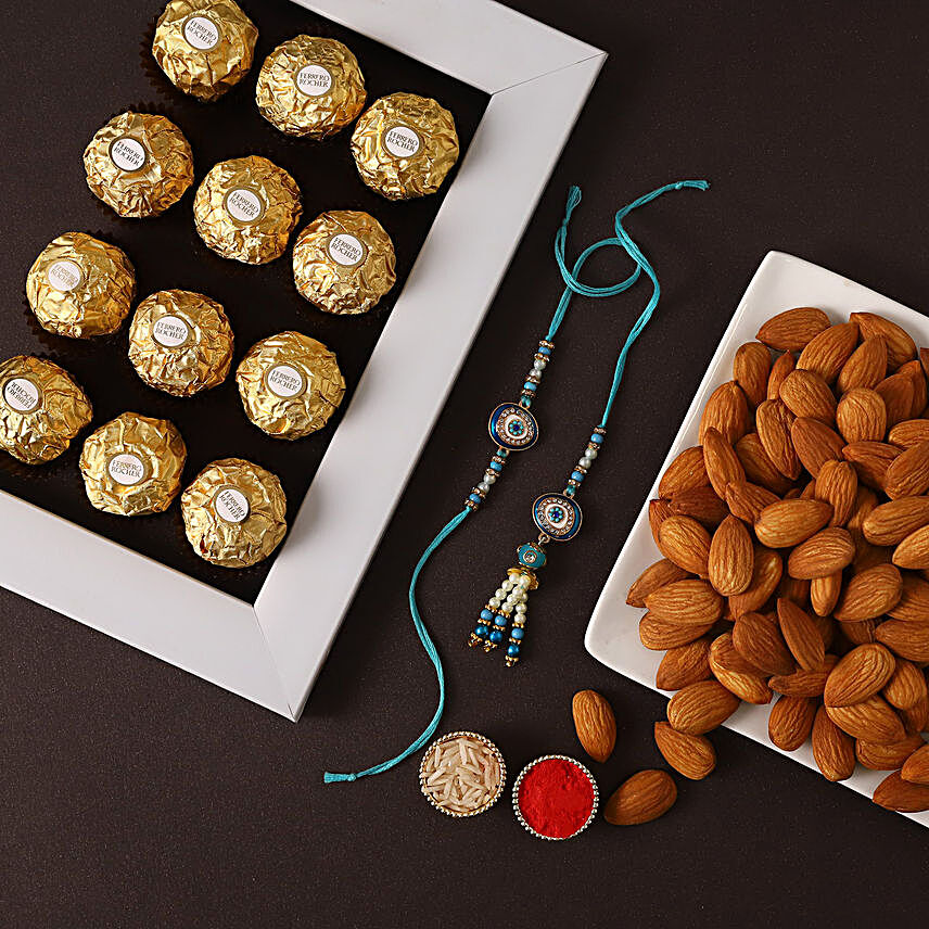 Sneh Evil Eye Rakhis With Almonds & Ferrero Rocher:Send American Diamond Rakhi to Canada