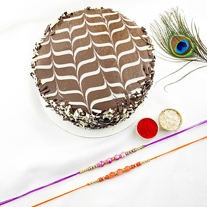 Sneh Colourful Beads Rakhi Set & Chocolate Cake