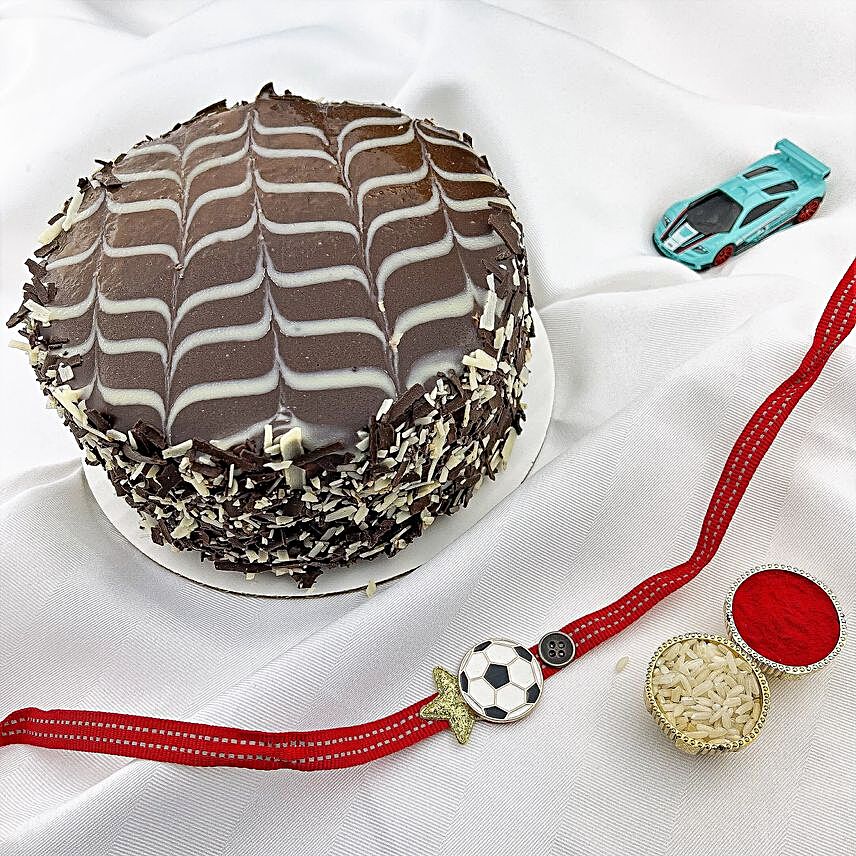 Sneh Football Star Kids Rakhi & Chocolate Cake:Rakhi With Cakes to Canada