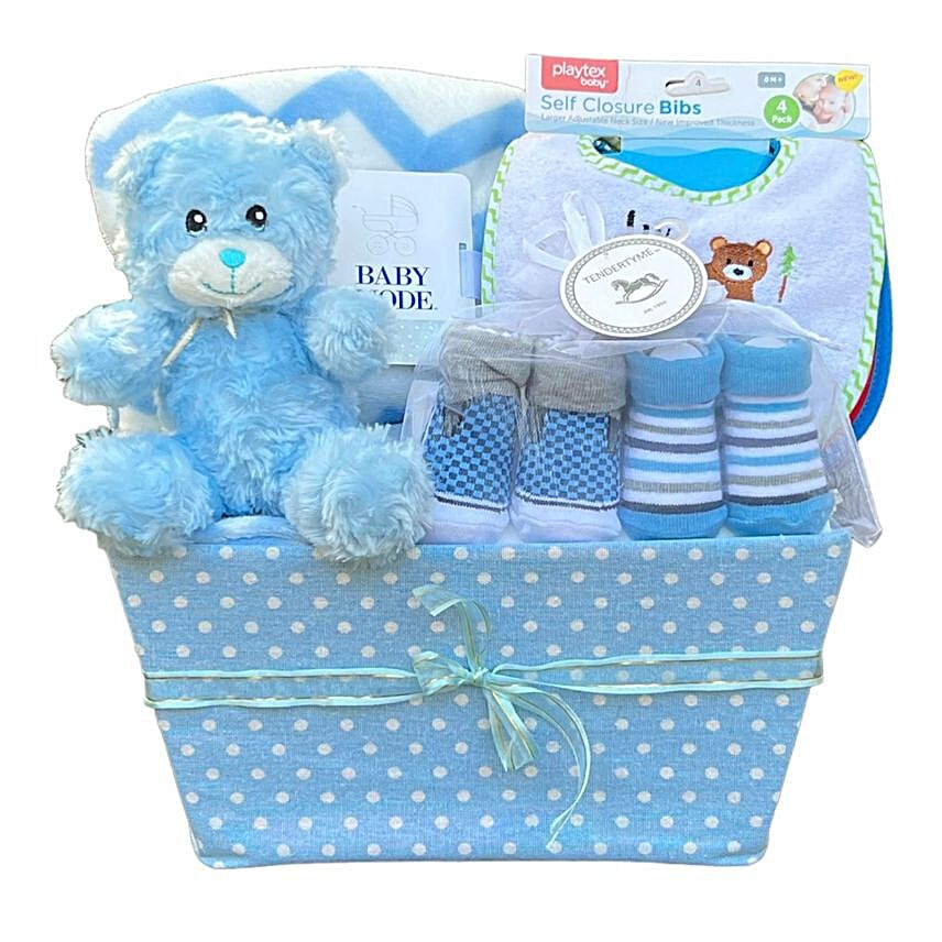 Bundle Of Joy Blue Gift Basket:Romantic Gifts to Canada