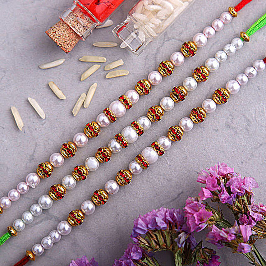 Pearl discount rakhi designs