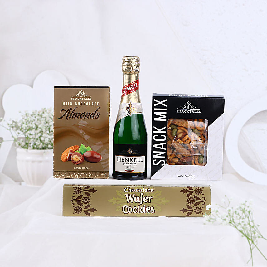 Assorted Treats N Wine Valentine Hamper