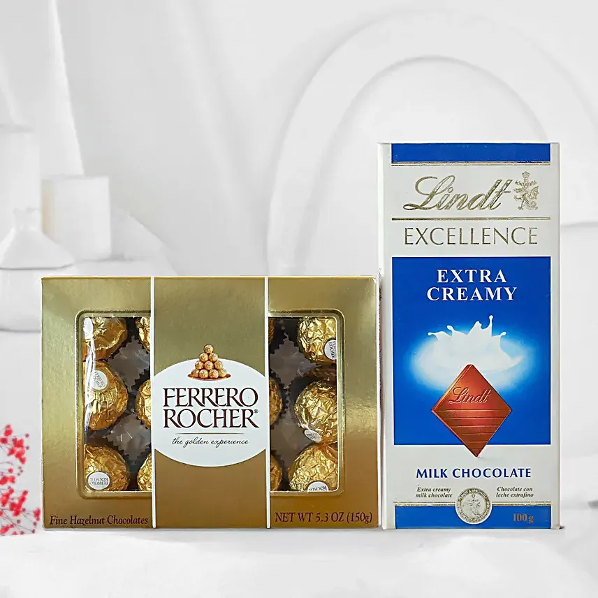 Ferrero Rocher And Lindt Extra Creamy Chocolate Combo