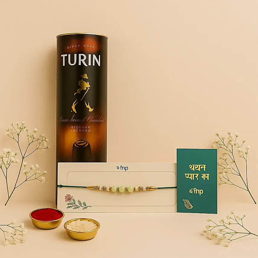 Pearl Rakhi with Liquor Chocolates