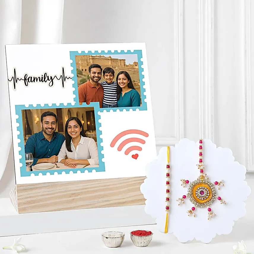 Designer BB Rakhi with Frame Gift Set