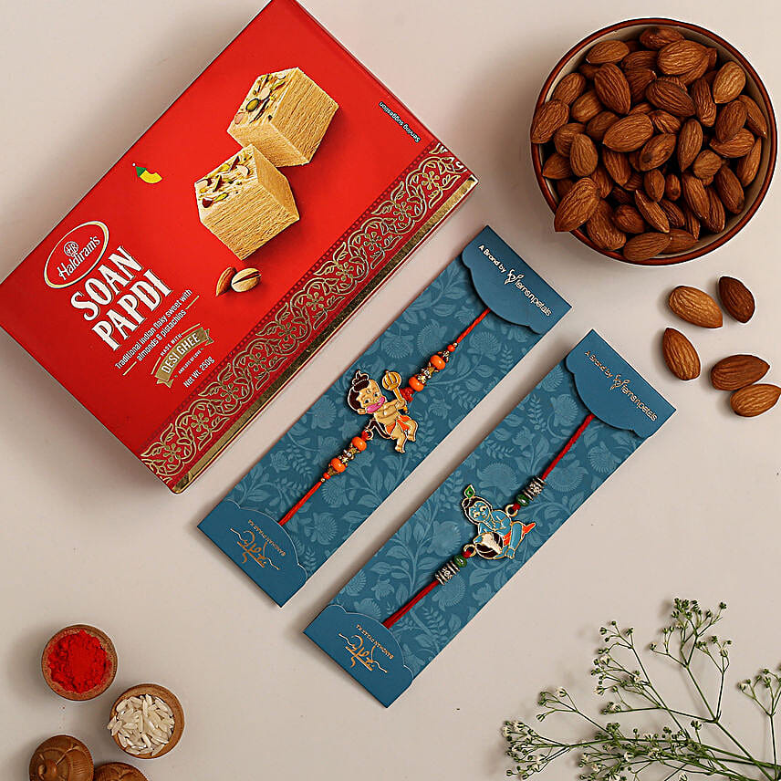 2 Devotional Kids Rakhis And Soan Papdi With Almonds