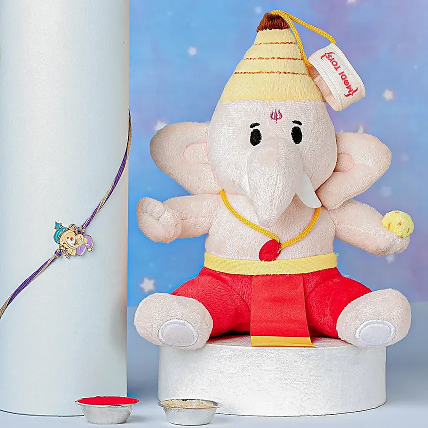 Bal Ganesha Rakhi N Mantra Singing Toy Combo