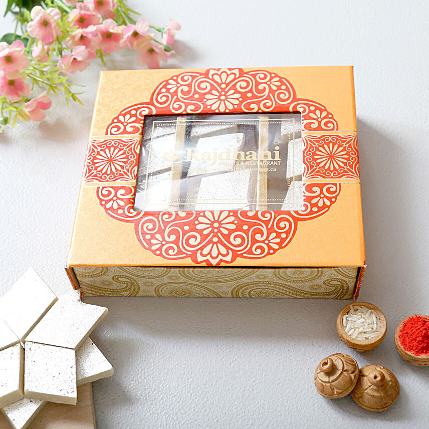 Bal Hanuman Rakhi And Almonds With Kaju Katli