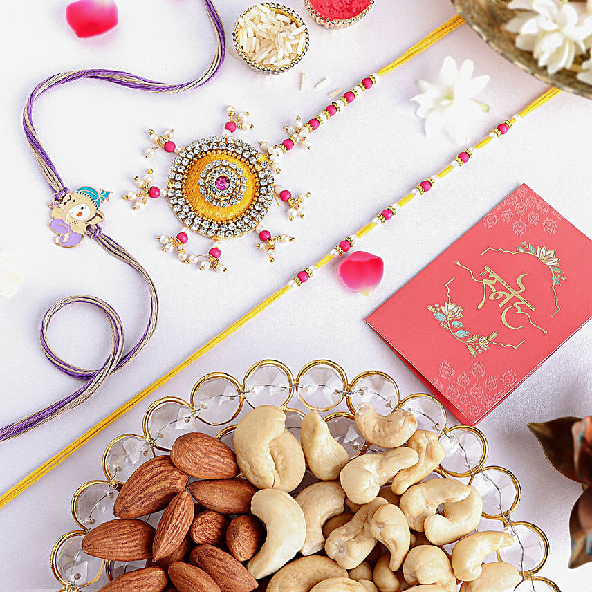 Beloved Family Rakhi Ties N Chocolate Combo