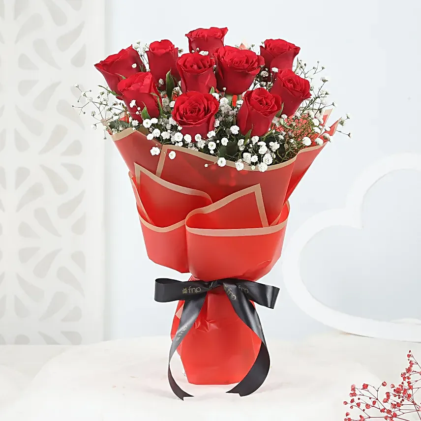 Crimson Romance 5 Red Rose Bouquet