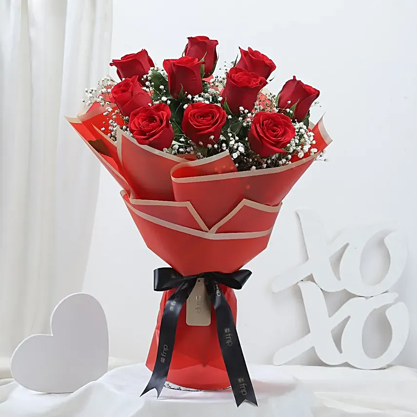 Crimson Romance 6 Red Rose Bouquet